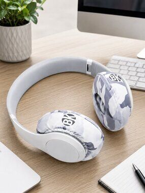 Beat Kicks Headphone Covers - White Camo Print - Protective, Washable, x2 Sizes